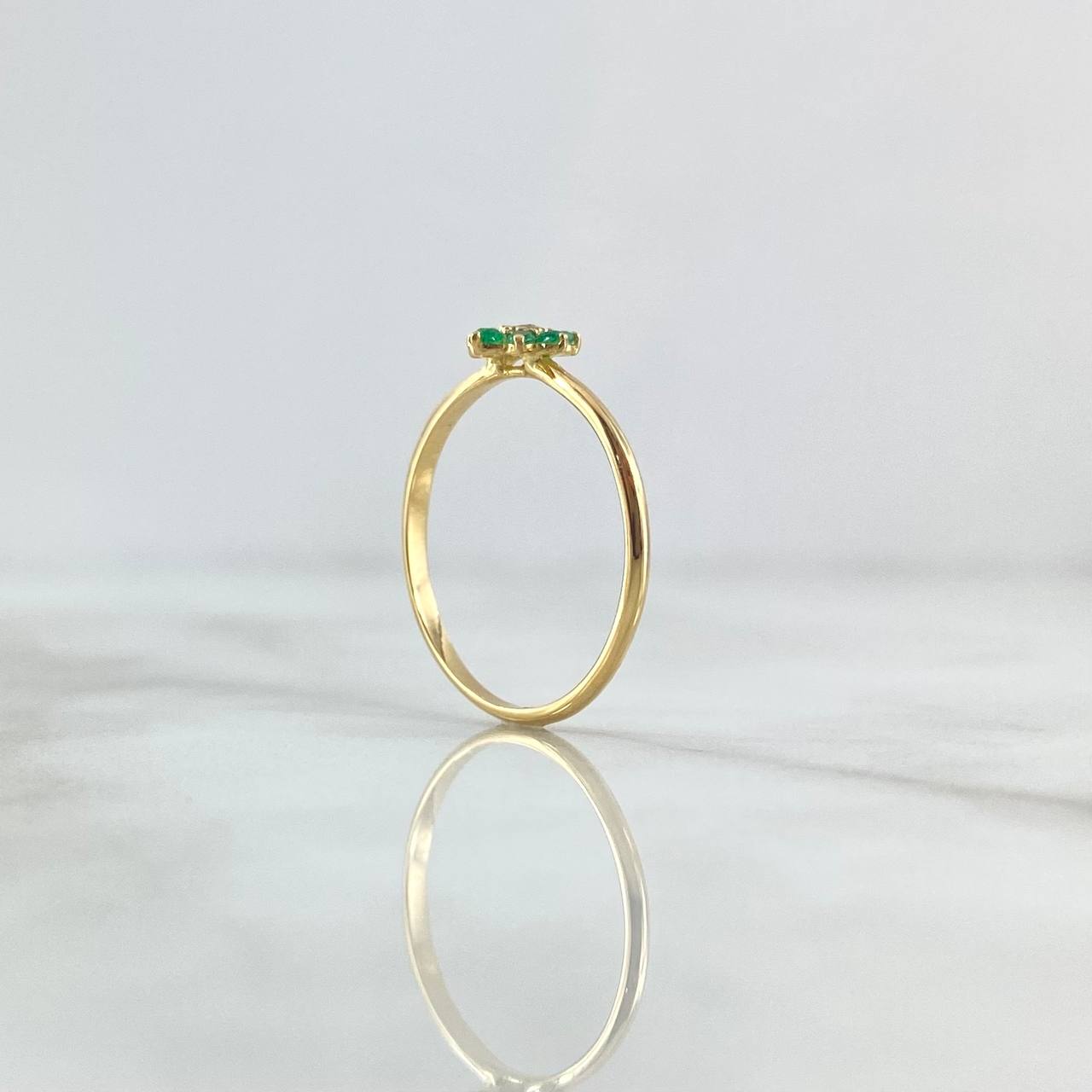 Anillo Flor Septima 1.3gr / T6 3/4 / Esmeraldas 14pts Oro Amarillo 18K (Joya) *