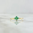 Anillo Floreado 0.9gr / T7 1/4 / Esmeraldas 13pts Oro Amarillo 18K (Joya) *