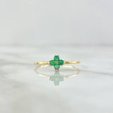 Anillo Floreado 0.9gr / T7 1/4 / Esmeraldas 13pts Oro Amarillo 18K (Joya) *