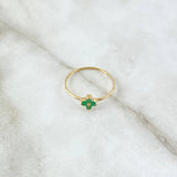 Anillo Floreado 0.9gr / T7 1/4 / Esmeraldas 13pts Oro Amarillo 18K (Joya) *