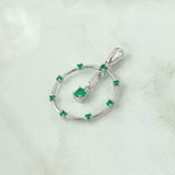 Dije Aro Colgante 2.95gr / 3.5cm / Esmeraldas 55pts Oro Blanco 18K (Joya) *