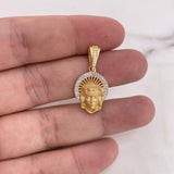 Dije Virgen Maria 3.85gr / 3cm / Circones Blancos Dos Oros Amarillo Blanco 18K $