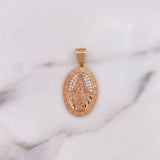 Dije Virgen Milagrosa 4.1gr / 3cm / Circones Blancos Oro Rosa 18K #