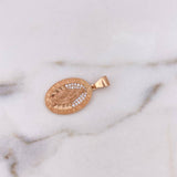Dije Virgen Milagrosa 4.4gr / 3cm / Circones Blancos Oro Rosa 18K #