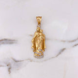 Dije Virgen Del Carmen 10.65gr / 5.3cm / Circones Blancos Dos Oros Amarillo Blanco 18K #