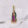 Dije Virgen Guadalupe 13.5gr / 6.4cm / Circones Verdes-Fucsias-Blanco Oro Amarillo 18K $