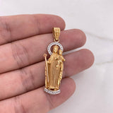 Dije Virgen Del Carmen 5.95gr / 4.6cm / Circones Blancos Tres Oros 18K &