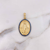 Dije Virgen Milagrosa 5.85gr / 3.9cm / Circones Azules Oro Amarillo 18K $