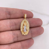 Dije Virgen Guadalupe 5.7gr / 3.4cm / Circones Blancos Dos Oros Amarillo Blanco 18K #