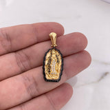 Dije Virgen Guadalupe 5.25gr / 3.6cm / Circones Blancos Negros Oro Amarillo 18K #