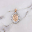 Dije Virgen Milagrosa 8.4gr / 3.7cm / Circones Blancos Dos Oros Blanco Rosa 18K $
