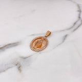 Dije Virgen Milagrosa 8.05gr / 3.7cm / Circones Blancos Oro Rosa 18K #