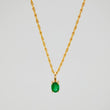 Set Lazo+Ovalo Esmeralda 1.3gr / 50cm / 1.2mm Oro Amarillo 18K