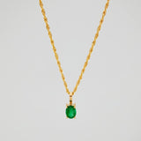 Set Lazo+Ovalo Esmeralda 1.3gr / 50cm / 1.2mm Oro Amarillo 18K