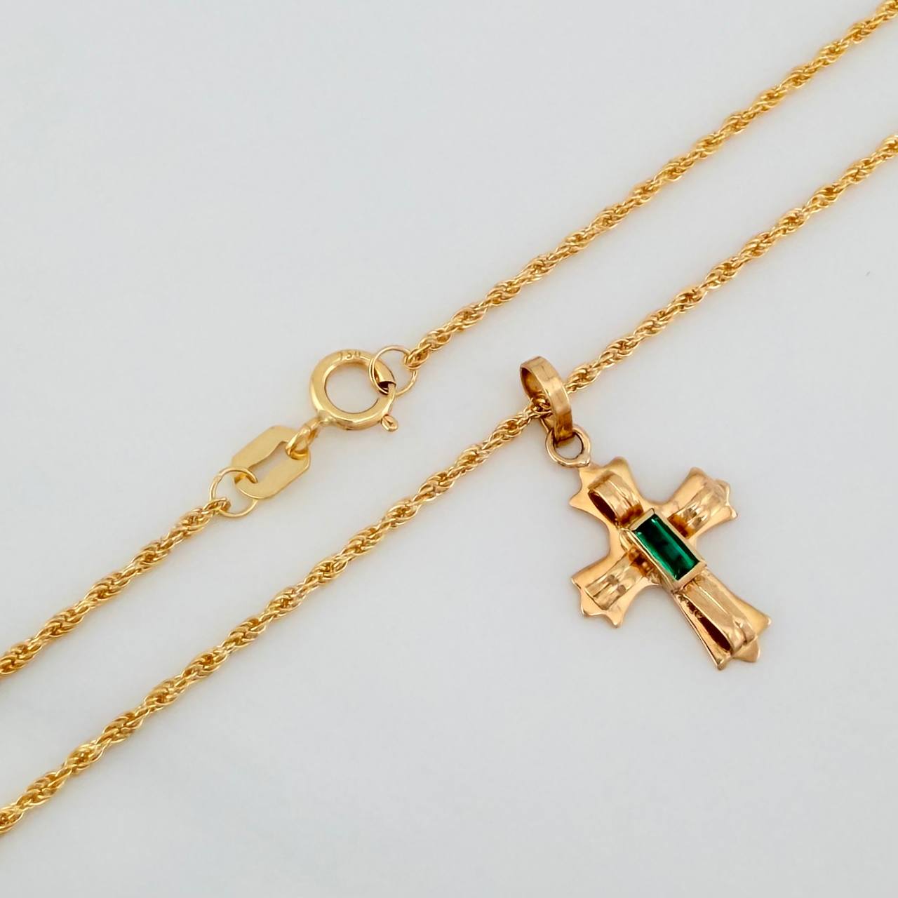 Set Lazo+ Cruz Custodia Esmeralda 1.6gr / 50cm / 1.2mm Oro Amarillo 18K
