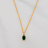 Set Lazo+Ovalo Esmeralda 1.3gr / 50cm / 1.2mm Oro Amarillo 18K