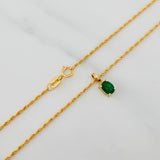 Set Lazo+Ovalo Esmeralda 1.3gr / 50cm / 1.2mm Oro Amarillo 18K