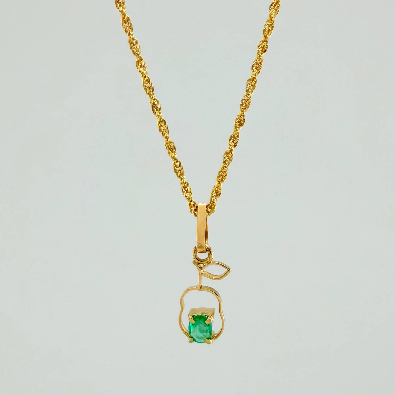 Set Lazo+ Silueta Pera Esmeralda 1.3gr / 50.6cm / 1.2mm Oro Amarillo 18K