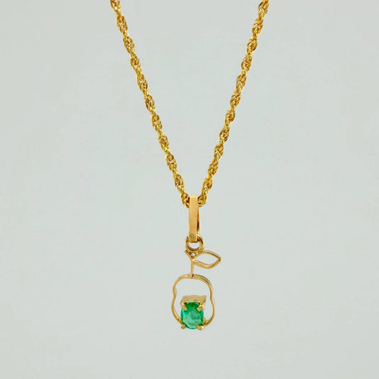 Set Lazo+ Silueta Pera Esmeralda 1.3gr / 50.6cm / 1.2mm Oro Amarillo 18K