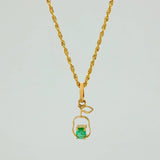 Set Lazo+ Silueta Pera Esmeralda 1.3gr / 50.6cm / 1.2mm Oro Amarillo 18K