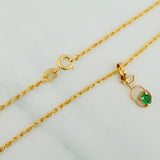 Set Lazo+ Silueta Pera Esmeralda 1.3gr / 50.6cm / 1.2mm Oro Amarillo 18K