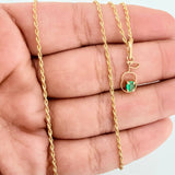 Set Lazo+ Silueta Pera Esmeralda 1.3gr / 50.6cm / 1.2mm Oro Amarillo 18K