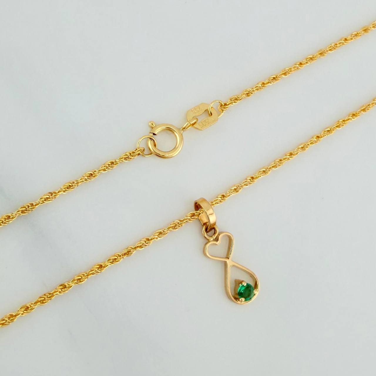 Set Lazo+ Silueta Pez Esmeralda 1.25gr / 50cm / 1.2mm Oro Amarillo 18K &