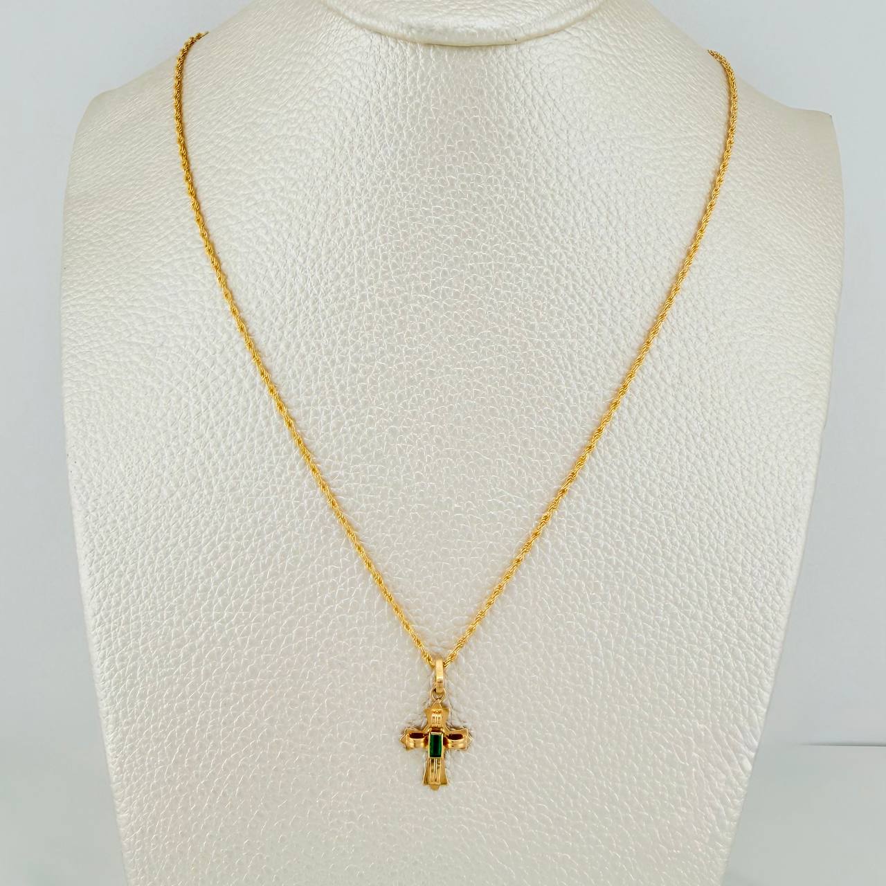 Set Lazo+ Cruz Custodia Esmeralda 1.6gr / 50cm / 1.2mm Oro Amarillo 18K