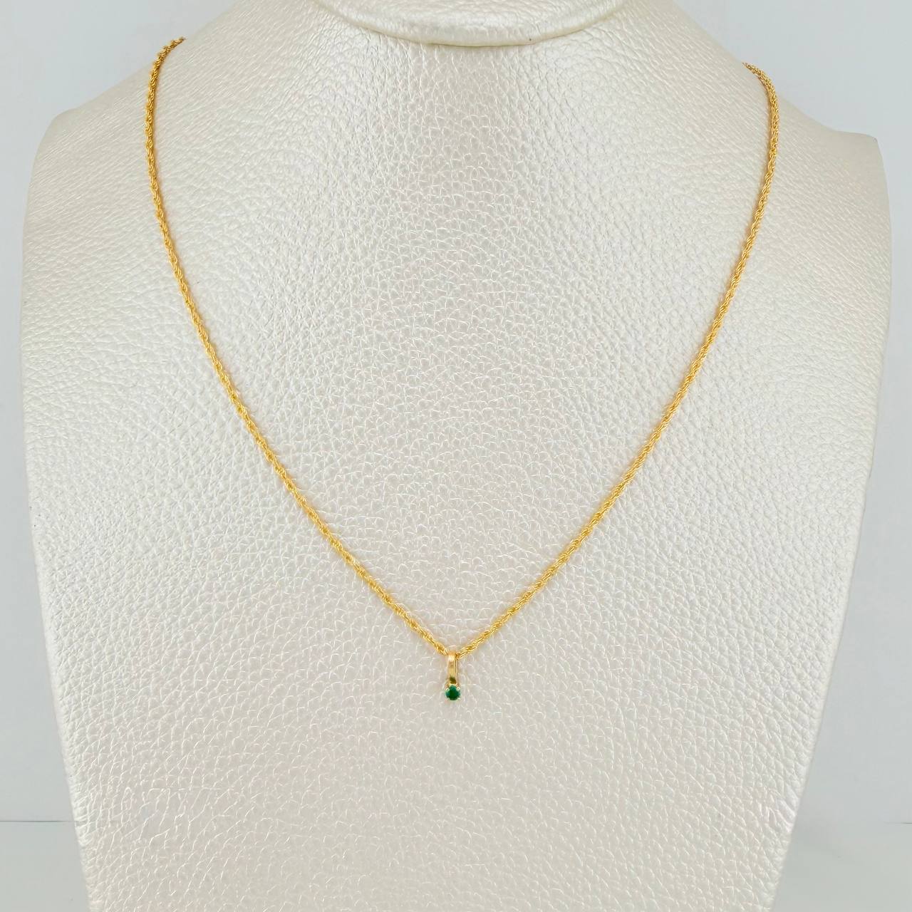 Set Lazo+Redondo Esmeralda 1gr / 45cm / 1.2mm Oro Amarillo 18K &