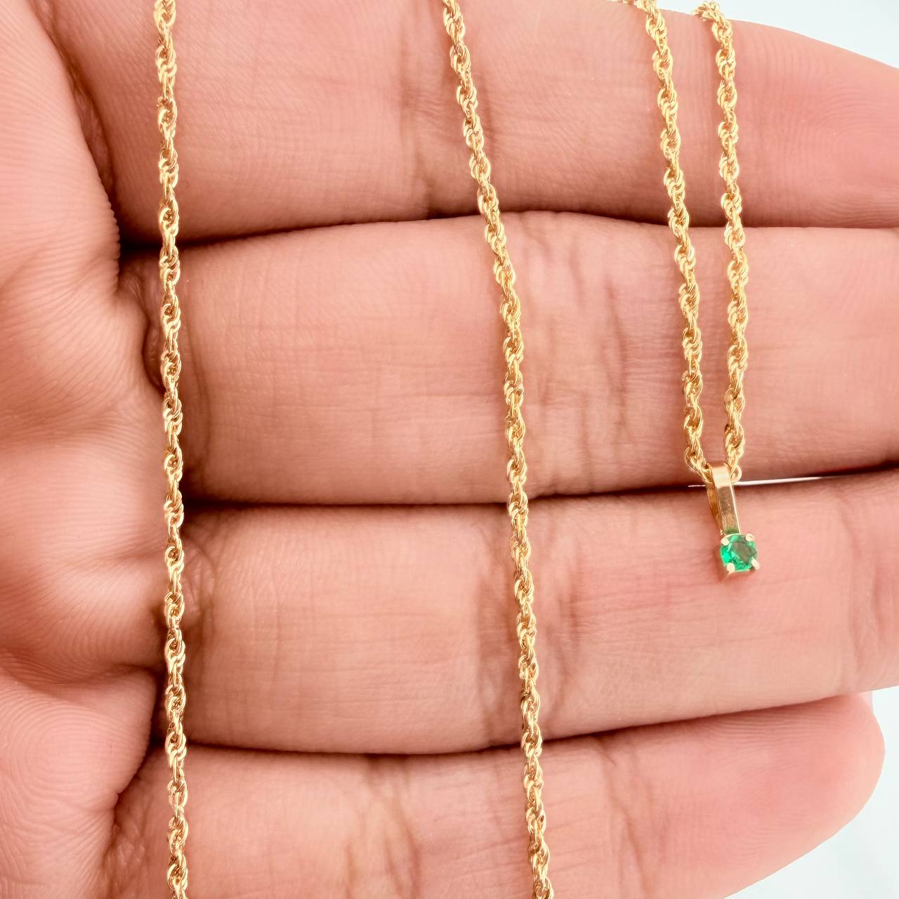 Set Lazo+Redondo Esmeralda 1gr / 45cm / 1.2mm Oro Amarillo 18K &