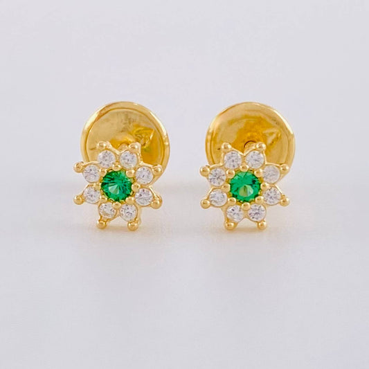 Topos Flor Ocho Petalos 0.6 g / 5 mm Oro Amarillo 18K