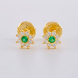 Topos Flor Ocho Petalos 0.6 g / 5 mm Oro Amarillo 18K