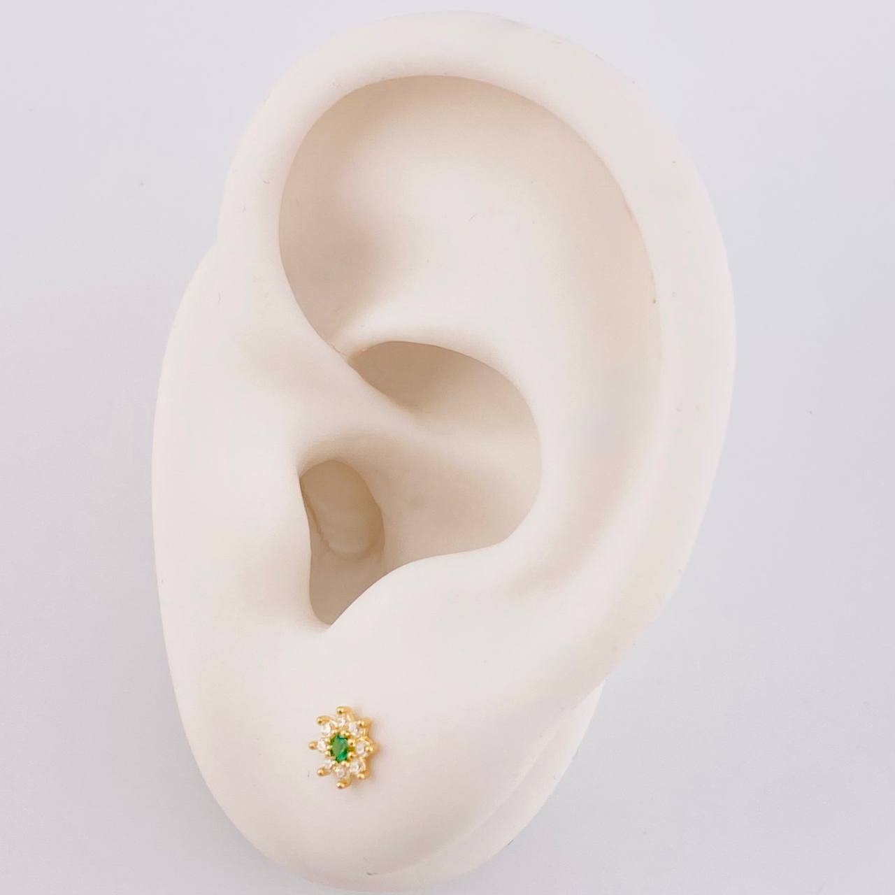 Topos Flor Ocho Petalos 0.6 g / 5 mm Oro Amarillo 18K