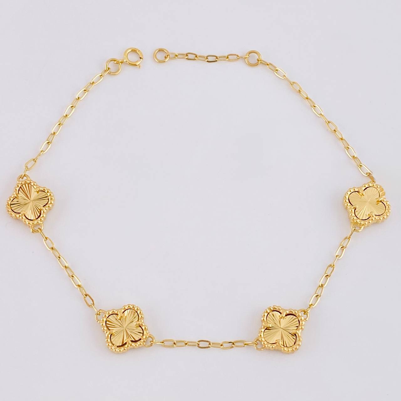 Pulso Modulable Trebol Aro Seguido 6.05 g / 19 cm - 21.5 cm / 1.8 mm Oro Amarillo 18K