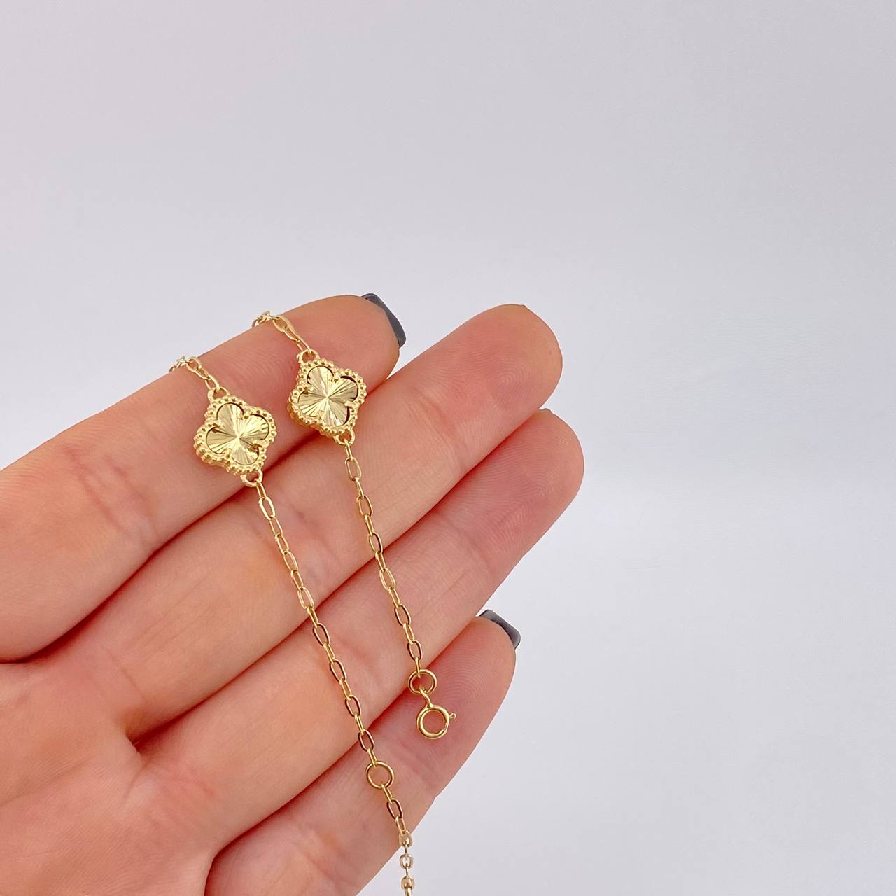 Pulso Modulable Trebol Aro Seguido 6.05 g / 19 cm - 21.5 cm / 1.8 mm Oro Amarillo 18K