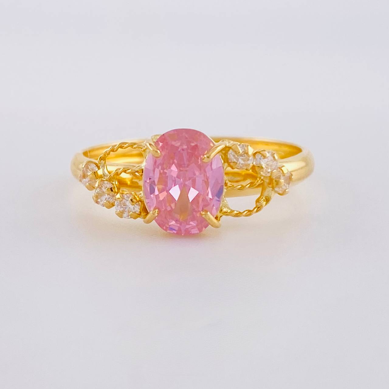 Anillo Solitario Rosa Real 1.8 g / T8 1/4 Oro Amarillo 18K
