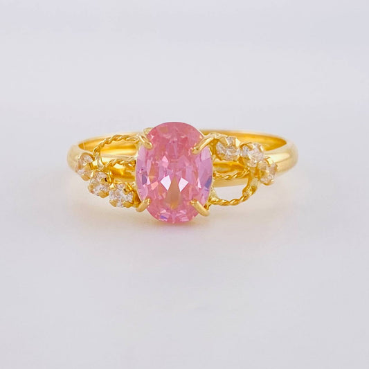 Anillo Solitario Rosa Real 1.9 g / T8 1/2 Oro Amarillo 18K