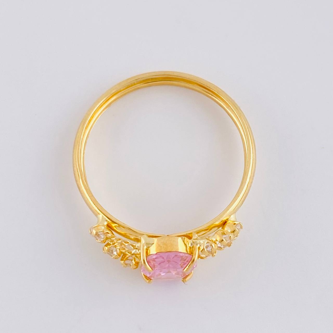 Anillo Solitario Rosa Real 1.85 g / T9 1/4 Oro Amarillo 18K