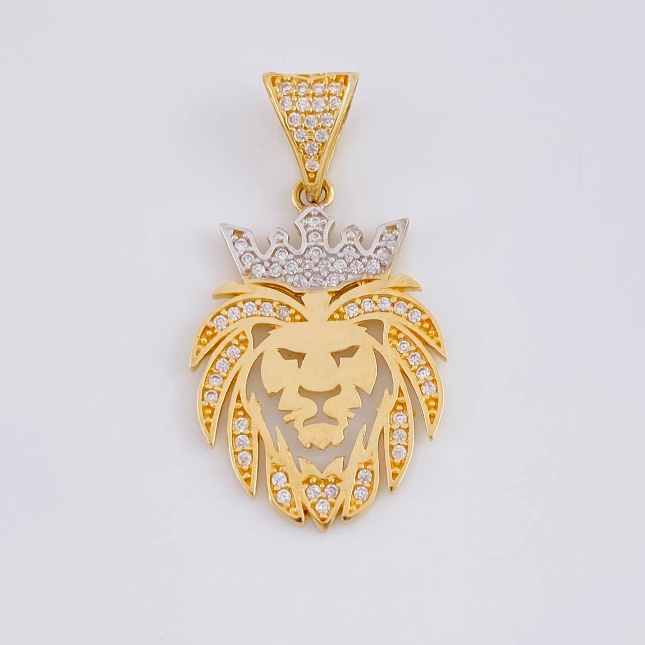 Dije León 3.2 g / 3.3 cm Dos Oros Amarillo Blanco 18K