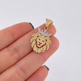 Dije León 3.2 g / 3.3 cm Dos Oros Amarillo Blanco 18K