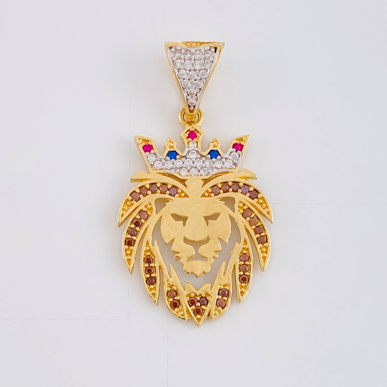 Dije León 3.25 g / 3.3 cm Dos Oros Amarillo Blanco 18K