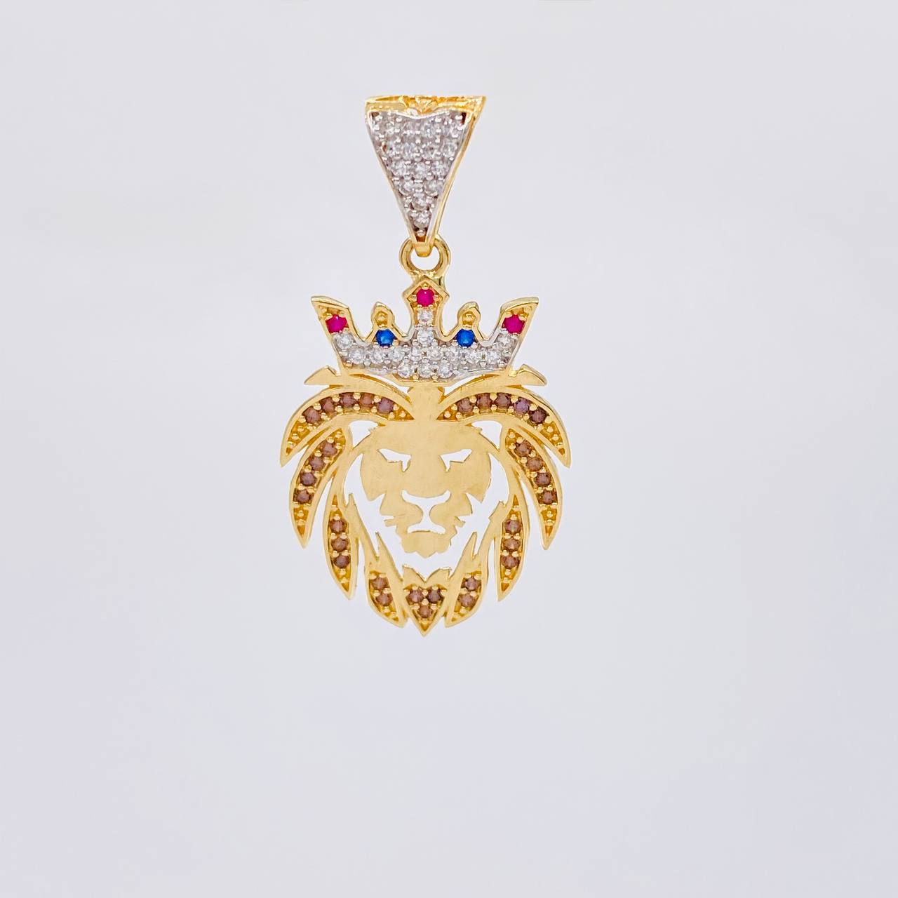 Dije León 3.25 g / 3.3 cm Dos Oros Amarillo Blanco 18K