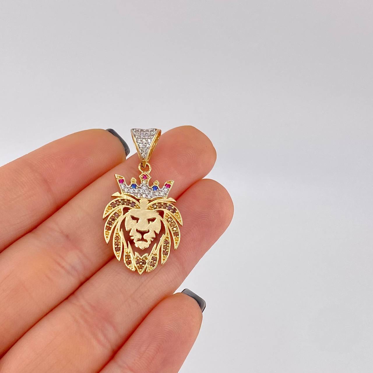 Dije León 3.25 g / 3.3 cm Dos Oros Amarillo Blanco 18K