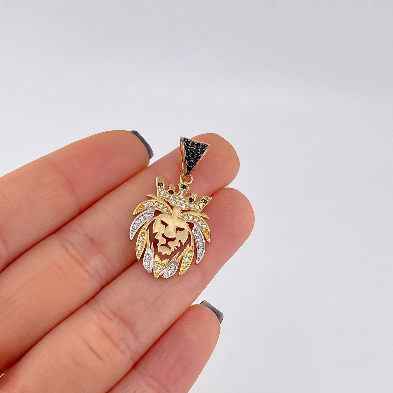 Dije León 3.05 g / 3.3 cm Dos Oros Amarillo Blanco 18K