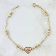 Pulso Aro Seguido Corazon - Arbol de la vida 2.25gr / 18cm / 3mm Bola Diamantada Oro Amarillo 18K ©