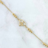 Pulso Aro Seguido Corazon - Arbol de la vida 2.25gr / 18cm / 3mm Bola Diamantada Oro Amarillo 18K ©