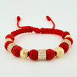 Pulsera Tejida Roja Neo Cilindros Triado Bolas 4Und Oro Amarillo 18K