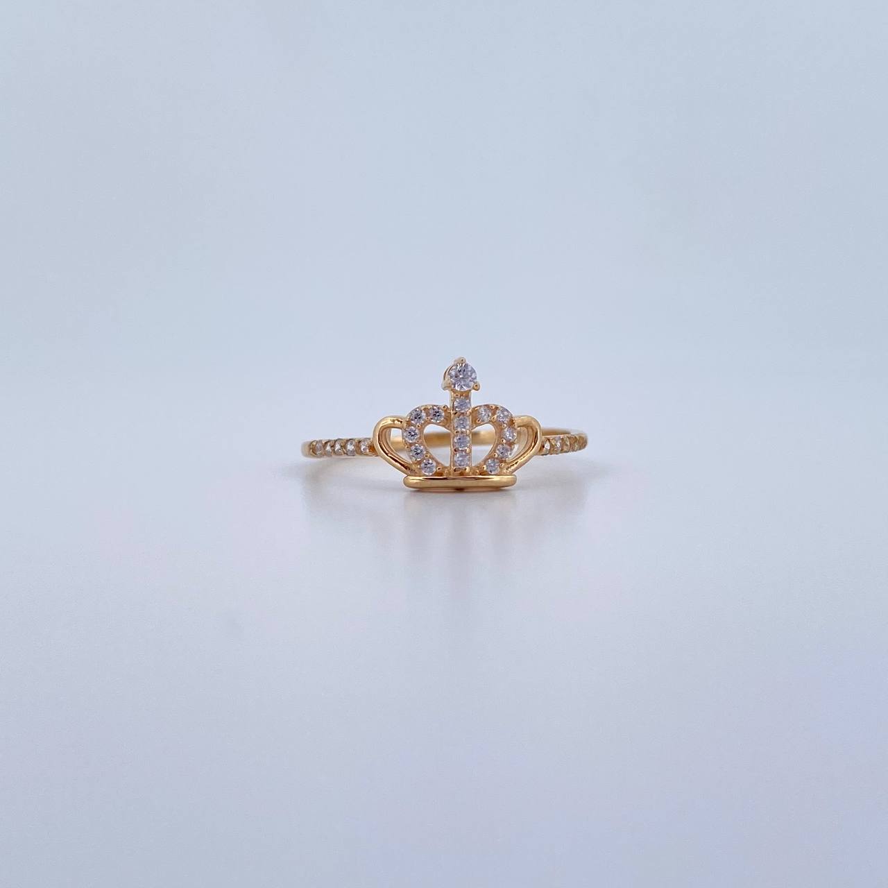 Anillo Corona 1.5gr / T6 1/2 / Circones Blancos Oro Amarillo 18K &