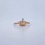 Anillo Corona 1.45gr / T6 1/2 / Circones Blancos Oro Amarillo 18K $