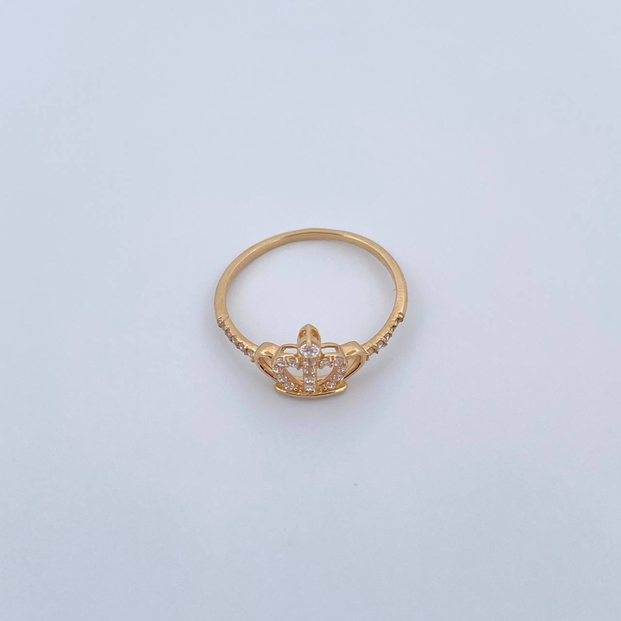 Anillo Corona 1.5gr / T6 1/2 / Circones Blancos Oro Amarillo 18K &